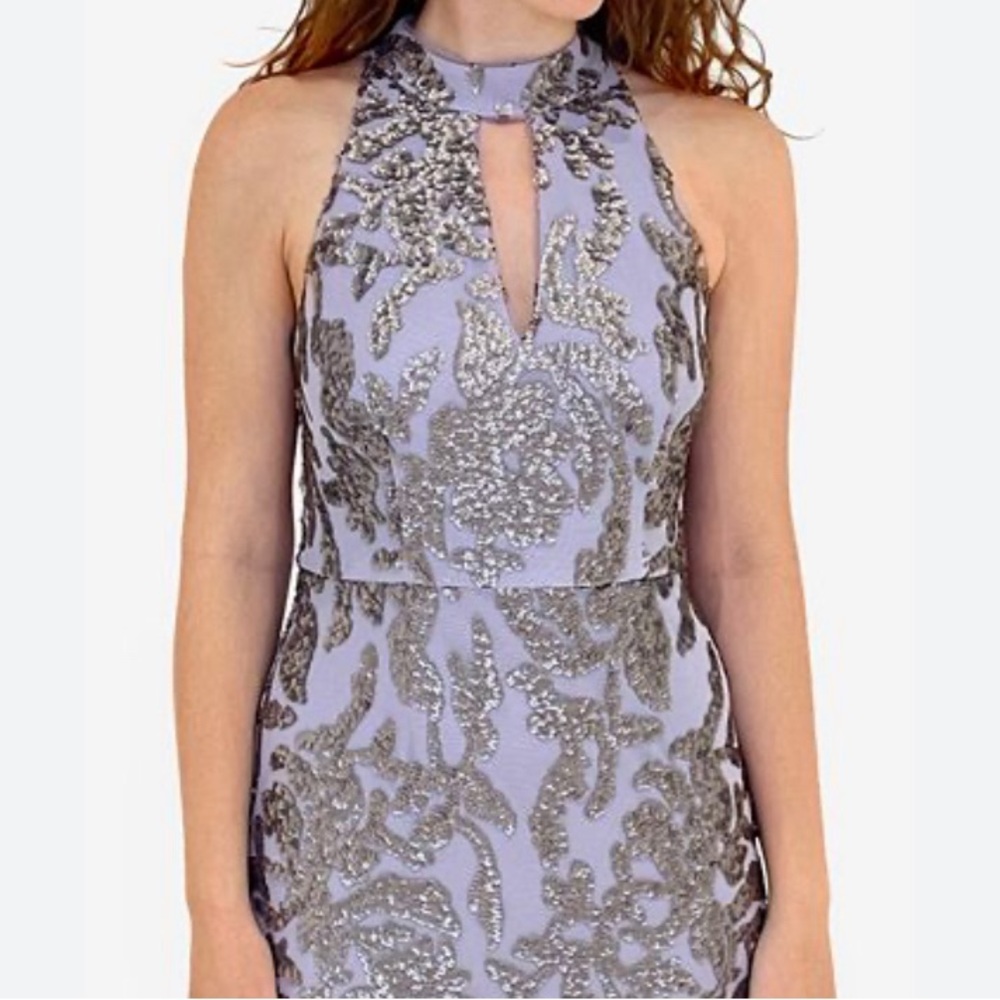 Adrianna Papell lavender sequin formal dress
